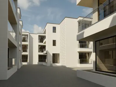 Residential Building Exterior Scene 3D model 3D model purchase