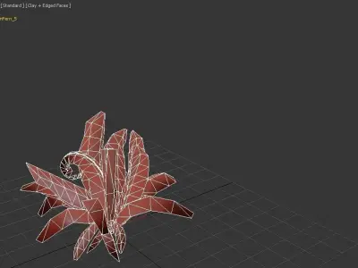 Cinnamon Fern bush Low-poly 3D model