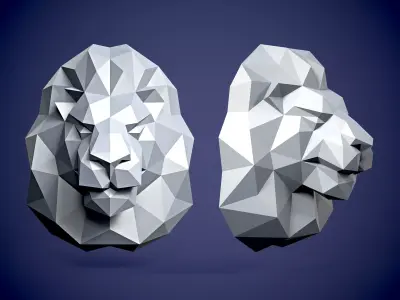 Lion in Low Poly style with Pepakura 3D print model