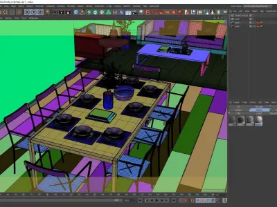 Corona - C4D Scene Files - Dining Room Interior 3D model 3D model