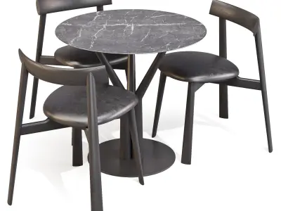 Dining Set Cizeta Gren Table and Remo Chairs Low-poly 3D model