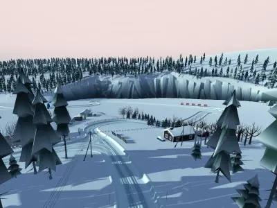 Cartoon Rally Track Sweden Low-poly 3D model