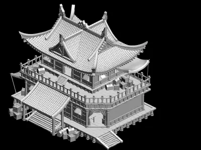 Game Architecture - main city - grocery store 01 3D model