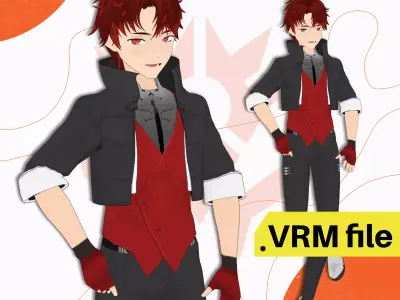 VRM MALE FUTURISTIC FANTASY OUTFIT SCIFI MANGA CYBERPUNK 3D model
