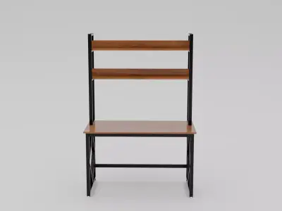 Wooden Study Table Low-poly 3D model