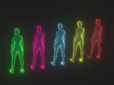 Animated Human Hologram Female 3D Model Low-poly 3D model