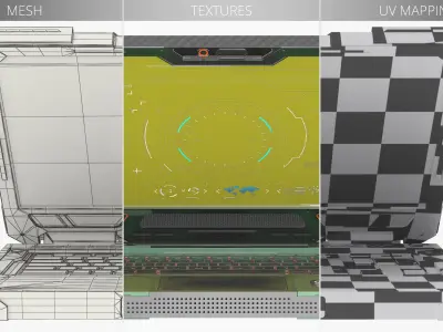  Vortex X9 Sci-Fi Tactical Laptop Opened Green 