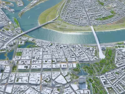 Dusseldorf Downtown Germany Low-poly 3D model