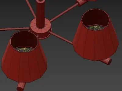 SIMEN five light chandelier in brass with shades 3D model