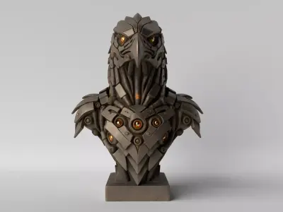 Cyber Eagle  Futuristic Mecha Bird Bust 3D print model