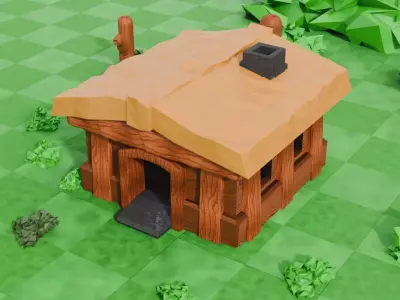 Cartoon Townhall map and landscape Free low-poly 3D model