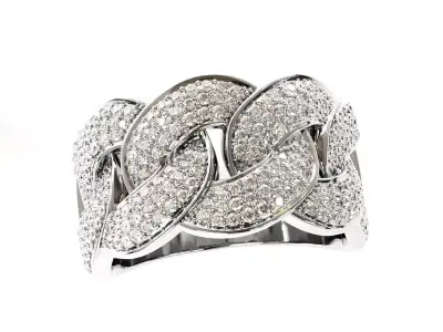 Cuban link half band ring 3D print model