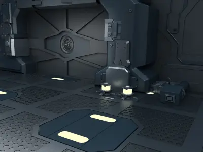 Sci-Fi Gate Door airlock futuristic portal cargo corridor  3D model