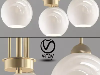 Carisa Collection 3 Light Vintage Gold Chandelier with Shade  3D model