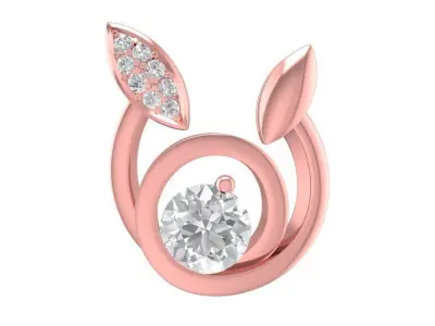 Modern Leaf Inspired Pendant with Round Center Gemstone 1883 3D print model