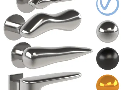 Collection of 12 Door Handles 3D Model Pack