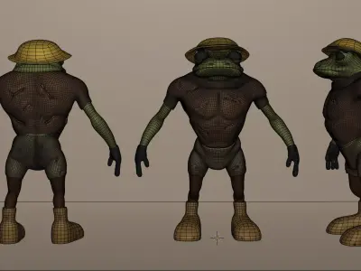 frogman jungle explorer version 8k rigged and textured Low-poly 3D model