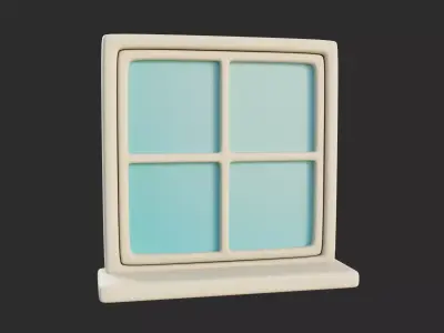 Cartoon Window 5a Low-poly 3D model