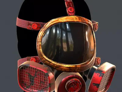 Gas mask helmet 3d model scifi Low-poly  Low-poly 3D model