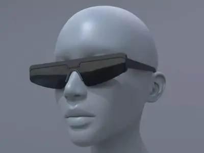 Balenciaga ski rectangle sun glasses 3D model