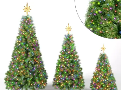 Christmas Tree With Multicolor Lights Set 1 3D model
