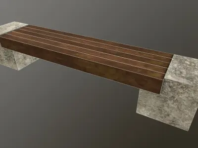 Bench with concrete base  Free low-poly 3D model purchase