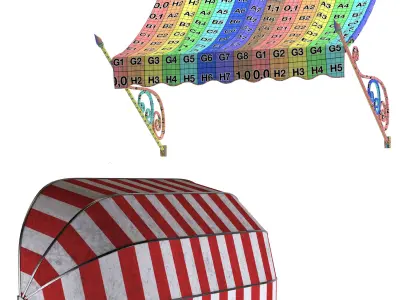 awning collection with rainbow stripe 3D model