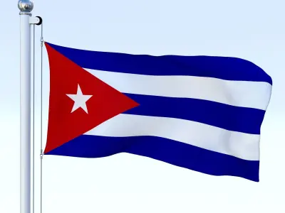 Animated Cuba Flag Low-poly 3D model