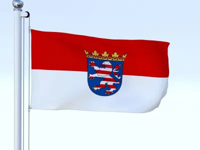 Animated Hesse German State Flag Low-poly 3D model