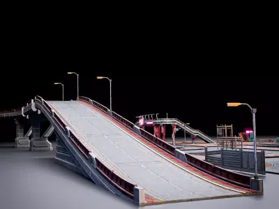 SCIFI STREET ASSET MODULAR KIT CYBERPUNK FUTURISTIC INDUSTRIAL  Low-poly 3D model