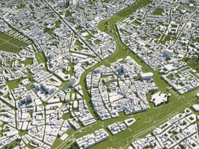 Nantes France 50x50km 3D City Map 3D model