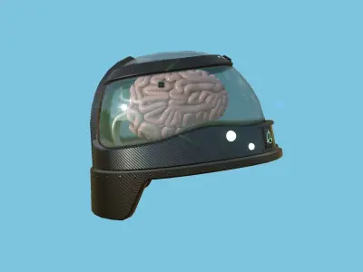 SciFi Brain Helmet 05 Carbon Fiber - Character Design Fashion Low-poly 3D model