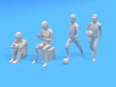 Low Poly Kids Collection Vol 1 3D Model Pack