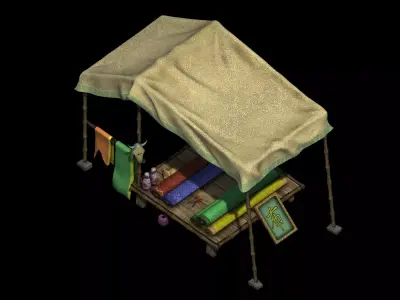 Beijing City Street - cloth stalls 3D model