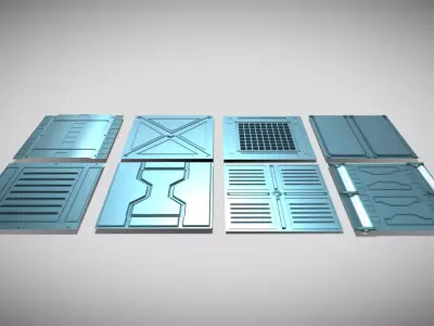 Extreme low-poly sci-fi Floor Panels Low-poly 3D model