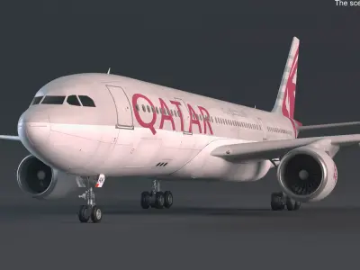  Airbus A330-200 Qatar Airways Rigged for Maya 