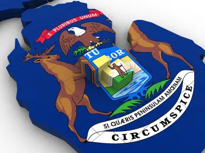 Michigan Political Map 3D model