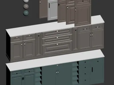 Kitchen faces in the classic style set  001 Low-poly 3D model