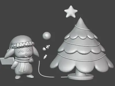 Pikachu Christmas 2022 3D print model