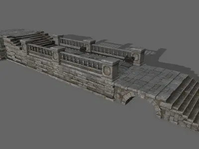 ruin set pillars of pillars with shadows Low-poly 3D model