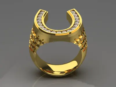 man horseshoes gold ring mr0026 3D print model
