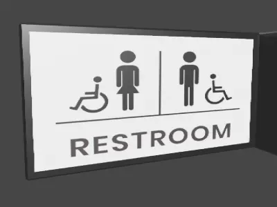 Restroom Sign Low Poly  Low-poly 3D model