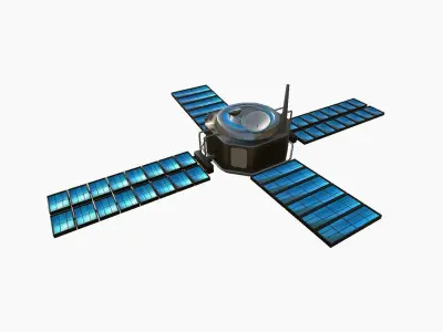 Satellite H05 Steel Blue - SciFi Space Design Low-poly 3D model