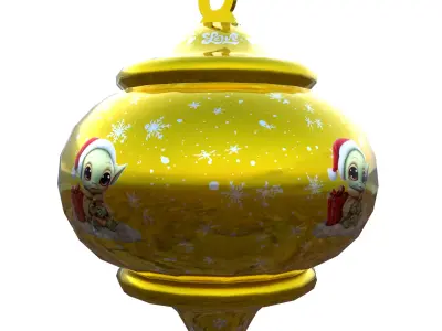 Playful Baby Holiday Golden Bauble 3D Model SubReady PBR  Low-poly 3D model