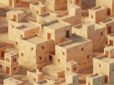 10 Desert Homes Pack  - Lowpoly Low-poly 3D model