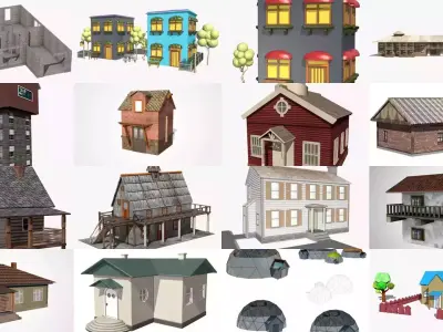 Low Poly Houses Pack 45 Models