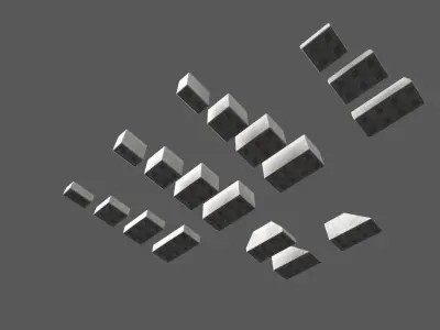 Modular concrete building blocks Low-poly 3D model