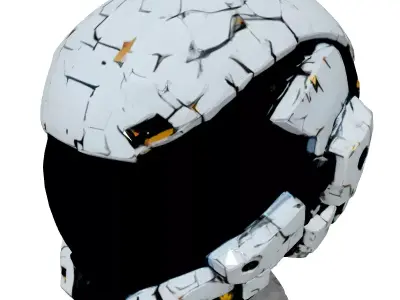 SciFi Helmet Futuristic Damaged Design Low-poly 3D model