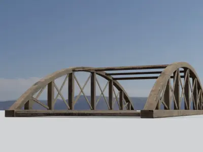 Old wooden bridge Low-poly 3D model