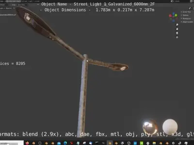 Street Light 1 Galvanized 6000mm 2F Low-poly 3D model